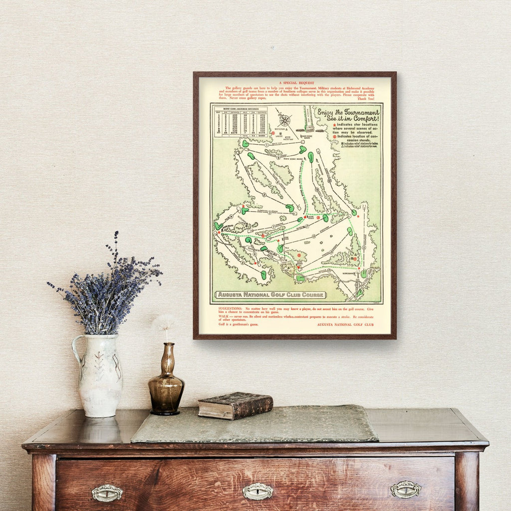 1954 Augusta National Vintage Course Map