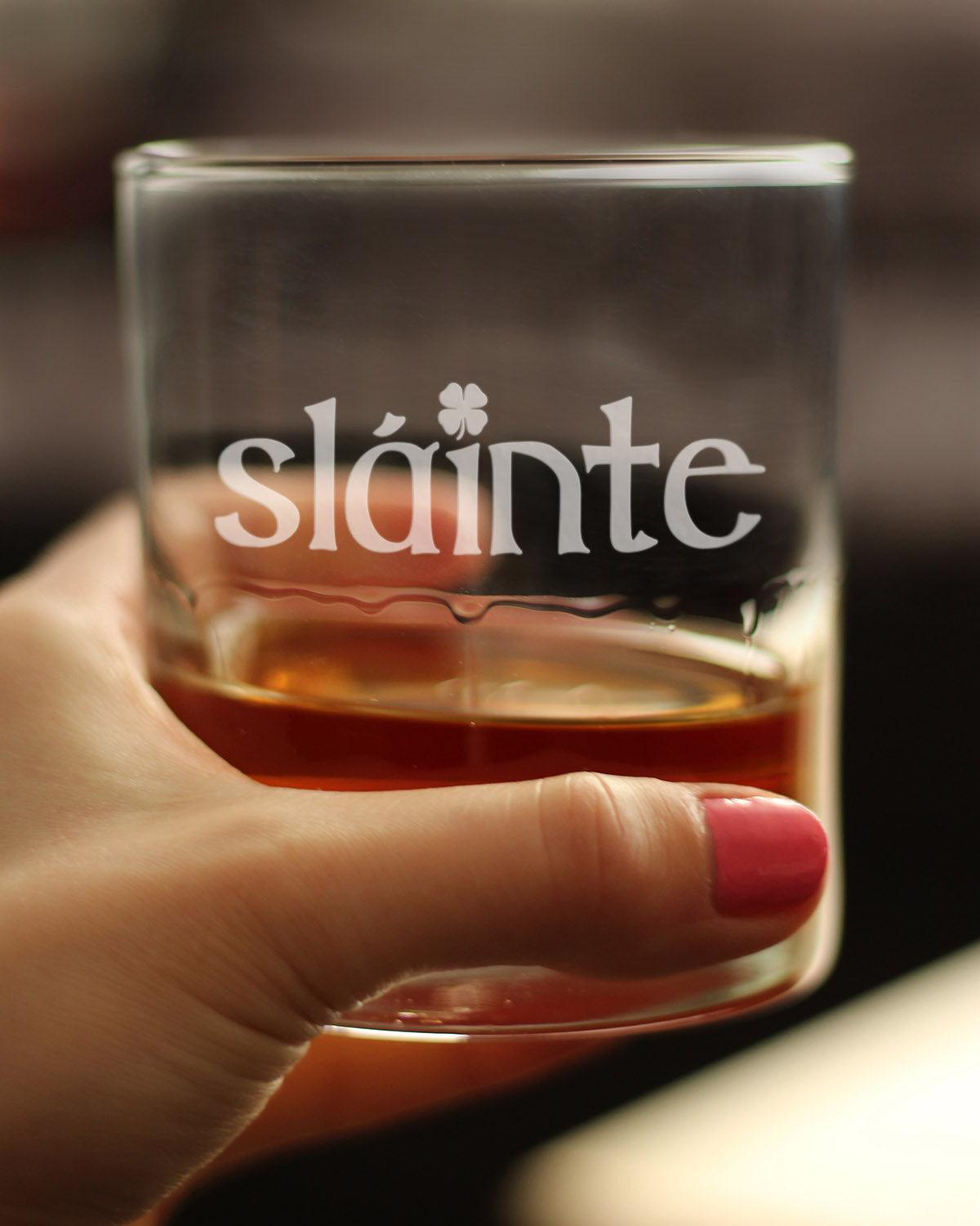 Slainte - Irish Cheers - Whiskey Rocks Glass - Funny St Patricks Day Party Decor or Gifts for Men & Women